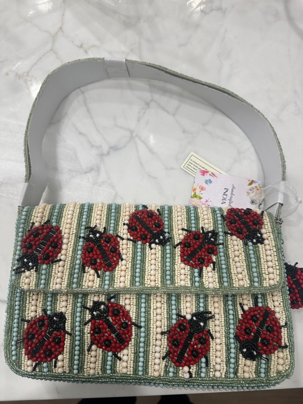 Made in India viral Beaded ladybug bag with charm